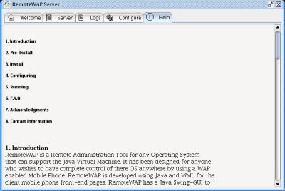 RemoteWAP Help Tab - Version 0.5
